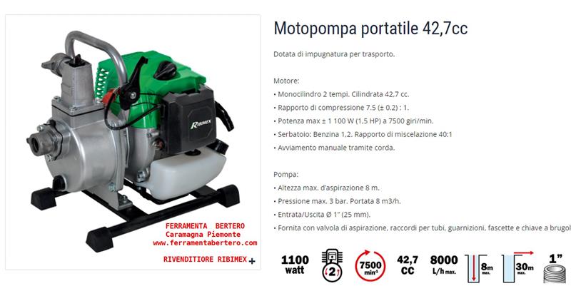 MOTOPOMPA RIBIMEX PORTATILE 42.7 CC